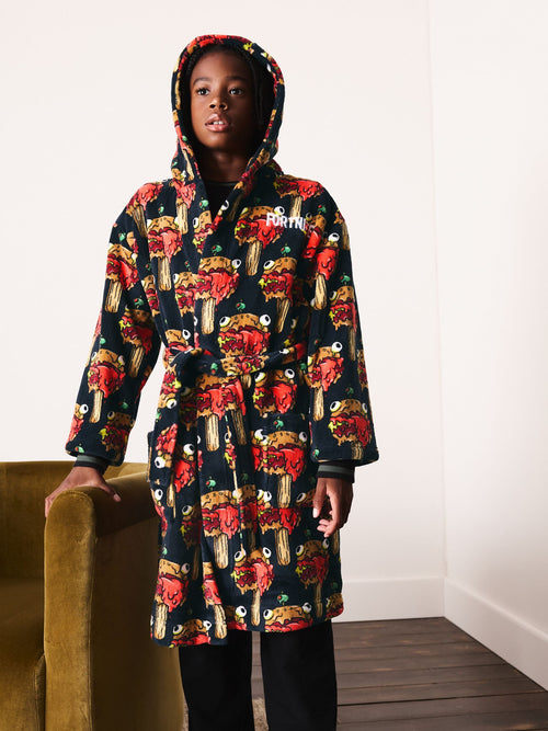 Navy Fortnite All Over Print Fleece Robe (5-16yrs)