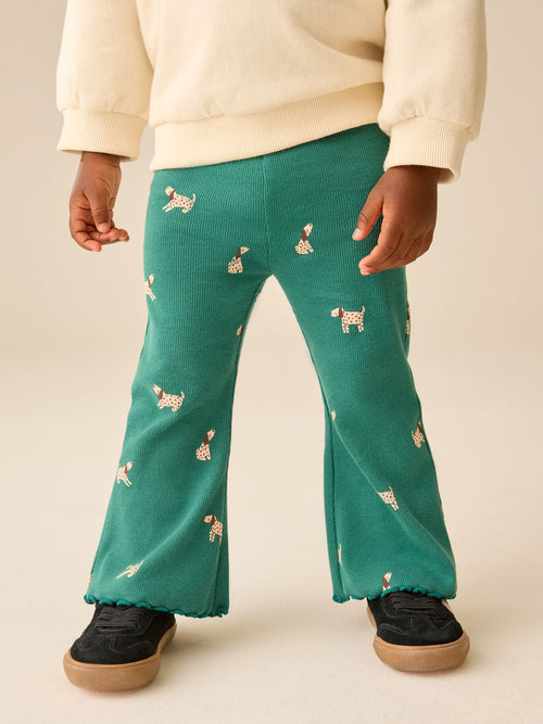 Green Rib Flare Leggings (3mths-7yrs)