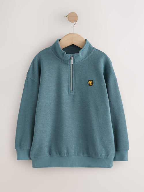 Blue French Rib Ribbed Funnel Neck Zip Up Sweatshirt (3-16yrs)