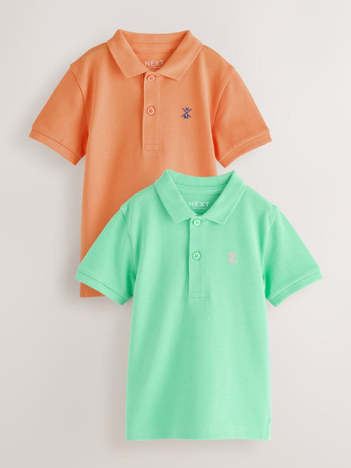Green/Orange Polo Shirts 2 Pack (3mths-7yrs)