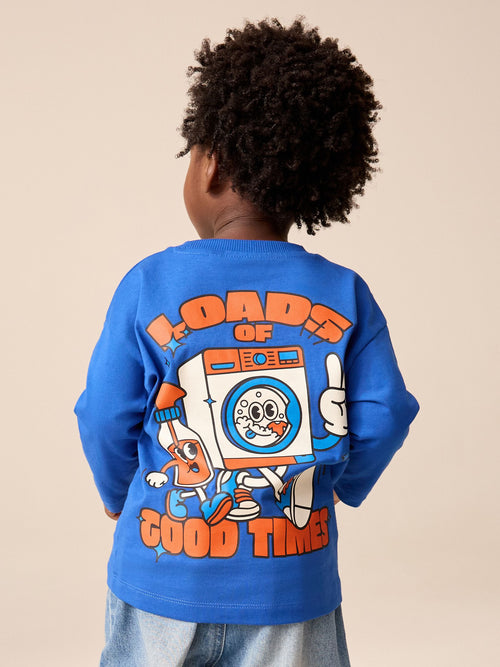 Blue Washing Machine Long Sleeve Graphic T-Shirt (3mths-7yrs)