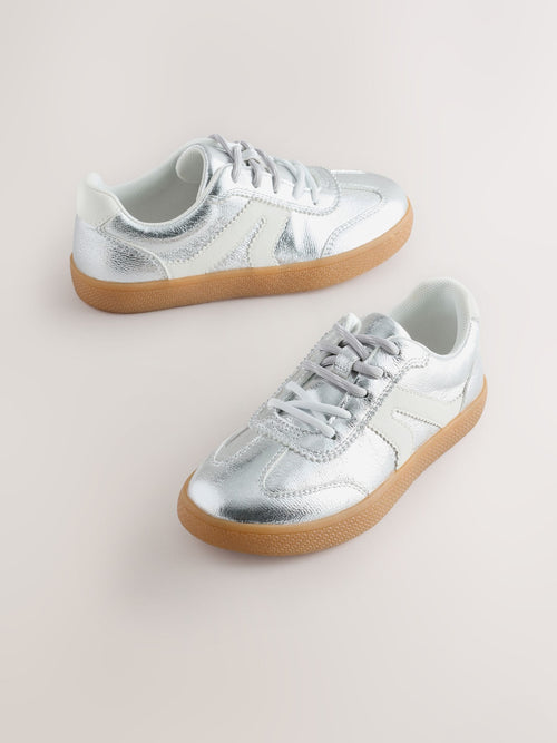 Silver Metallic Standard Fit (F) Retro Trainers