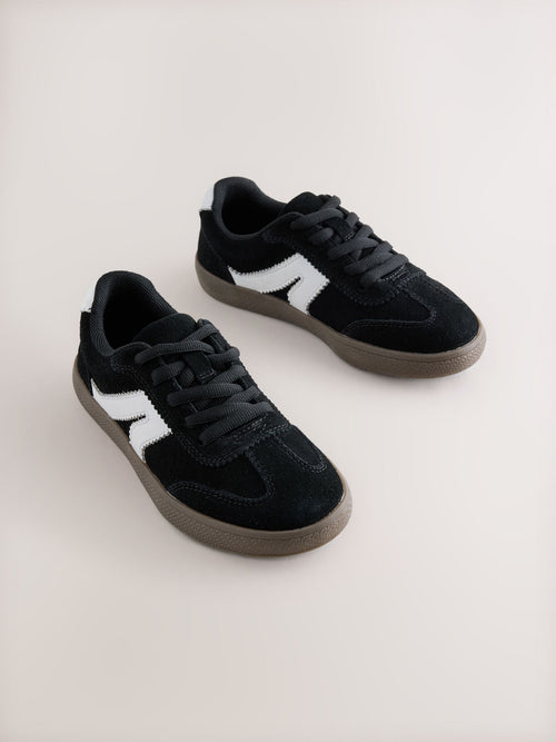 Black Suede Wide Fit (G) Retro Trainers