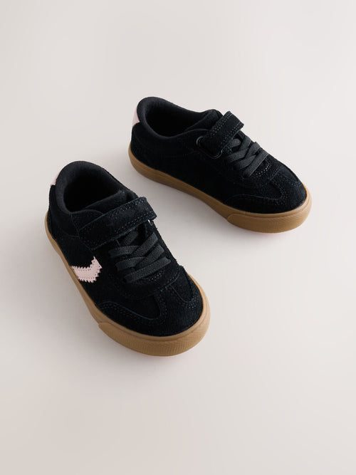 Black Wide Fit (G) Touch Fastening Elastic Lace Trainers