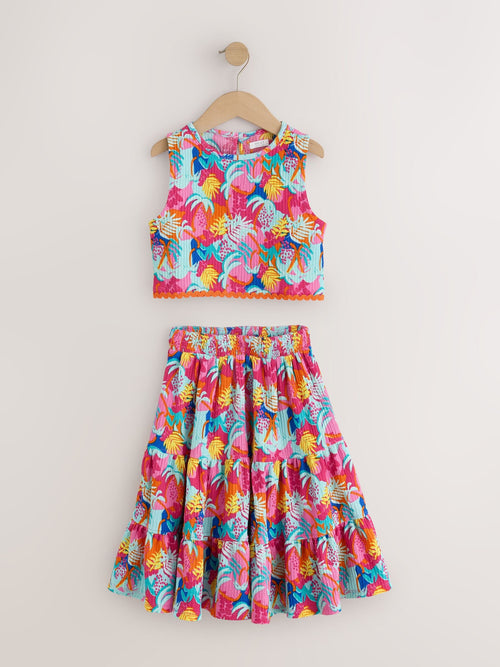 Pink Tropical Skirt and Top Set (3-16yrs)