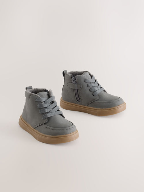Grey Warm Lined Lace up Boots