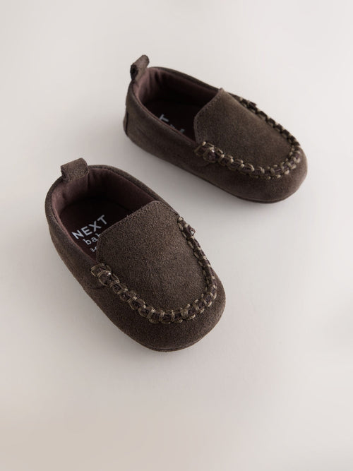 Chocolate Brown Suede Shoes (0-2mths)