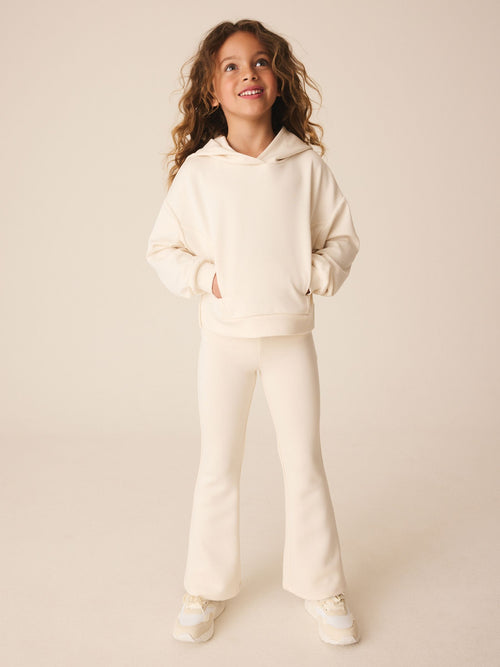 Ecru White Hoodie And Kick-Flare Set (3-16yrs)