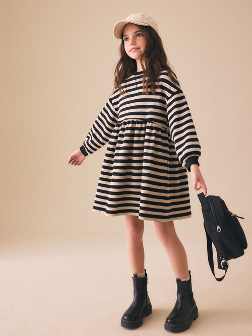 Monochrome Cosy Rib Jumper Dress (3-16yrs)