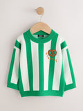 Green/Ecru Pretzel Knitted Crew Neck Jumper (3mths-7yrs)