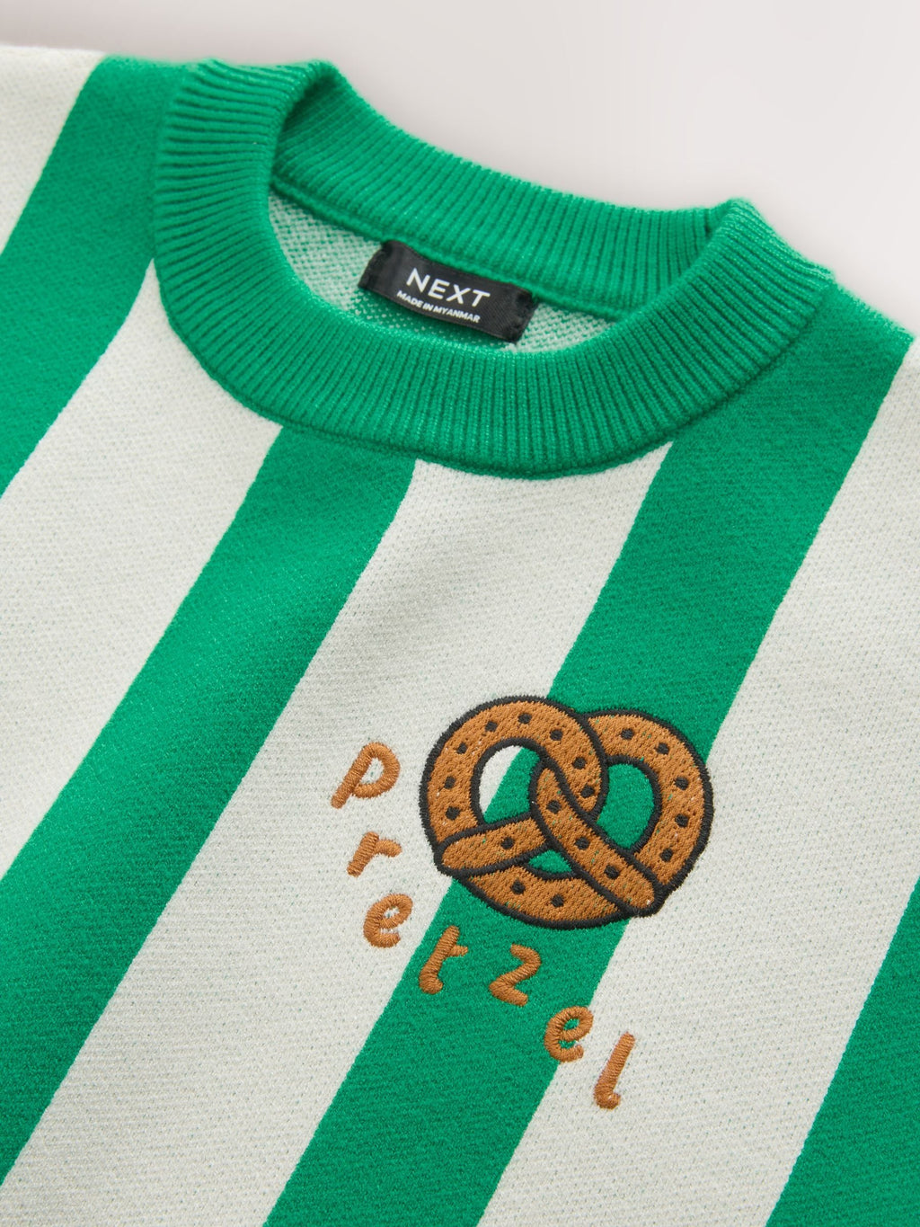 Green/Ecru Pretzel Knitted Crew Neck Jumper (3mths-7yrs)