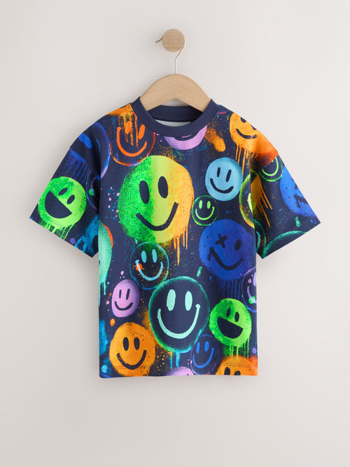 Navy/Multi Relaxed Fit Short Sleeve All-Over Print T-Shirt (3-16yrs)
