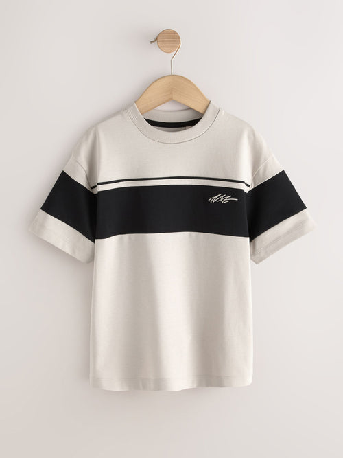 Cement/Black Colourblock Short Sleeve T-Shirt (3-16yrs)