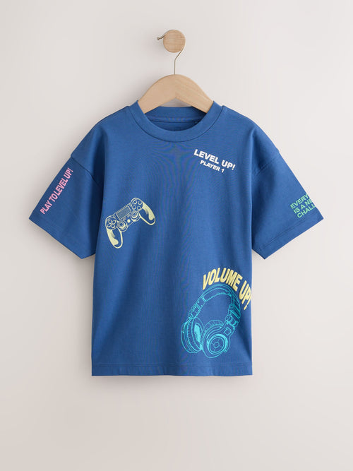 Blue Gaming Short Sleeve Graphic T-Shirt (3-16yrs)