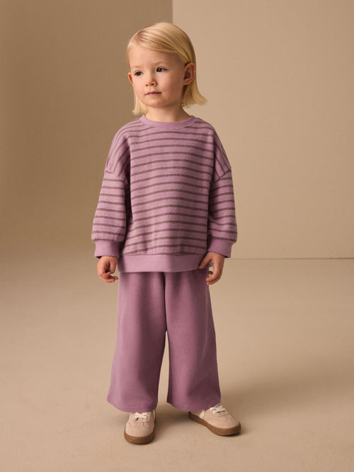 Pink Stripe Long Sleeve Top and Wide Leg Trousers Set (3mths-7yrs)