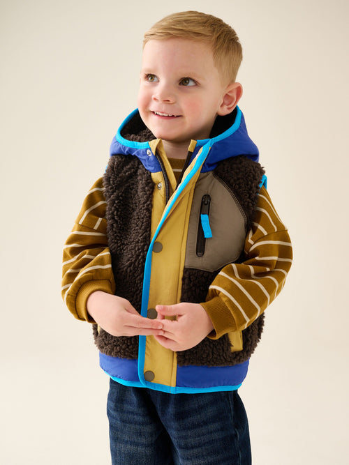 Brow Colour Block Borg Gilet (3mths-7yrs)