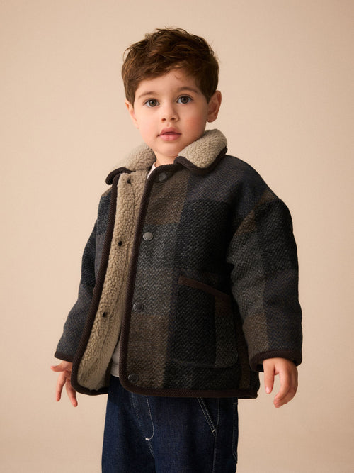 Multi Check Borg Collar Jacket (3mths-7yrs)