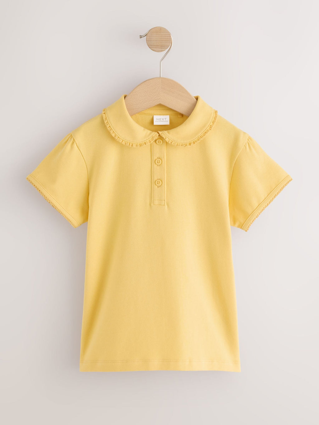 Yellow Girls Cotton Stretch Frill Collar School Polo Tops 2 Pack (3-16yrs)