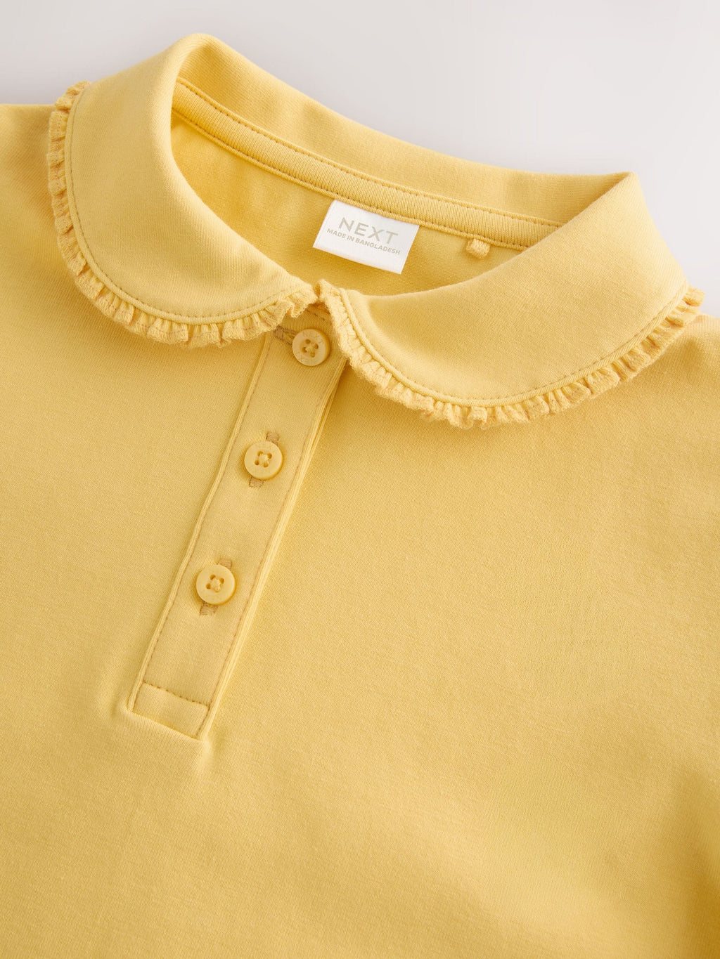 Yellow Girls Cotton Stretch Frill Collar School Polo Tops 2 Pack (3-16yrs)