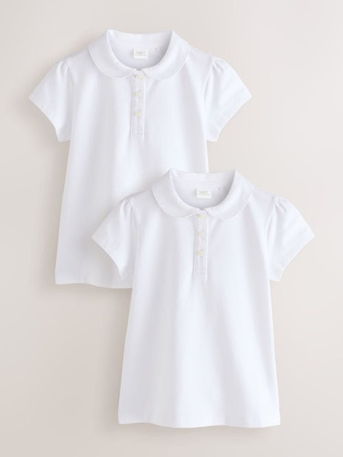 White 2 Pack Cotton Stretch Jersey Tops (3-16yrs)