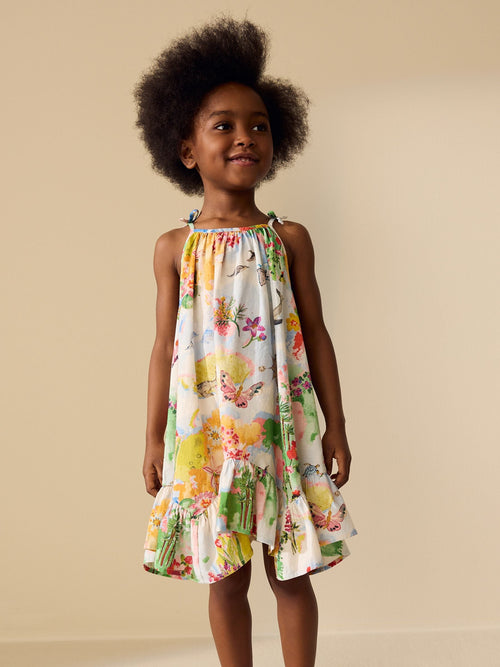 Map Print Strappy Summer Dress (3-16yrs)
