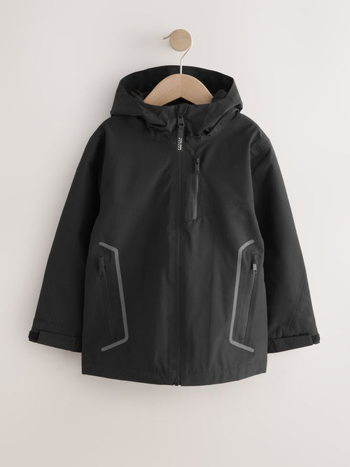 Black Waterproof Fleece Lined Anorak Jacket (3-17yrs)