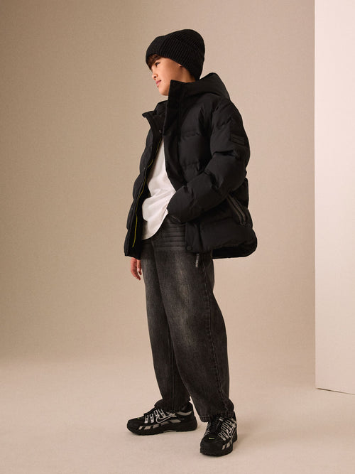 Black Waterproof Padded Coat (3-17yrs)