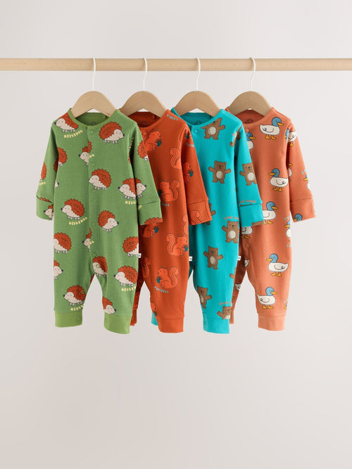 Multi Animal Baby Sleepsuits 4 Pack (0mths-3yrs)
