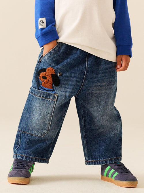 Mid Blue Denim Wide Leg Pull On Jeans (3mths-7yrs)
