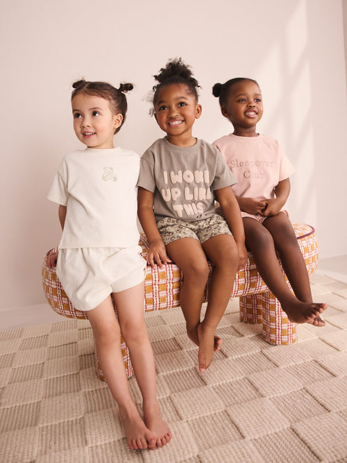 Brown/Cream Tropical Short Pyjamas 3 Pack (9mths-12yrs)