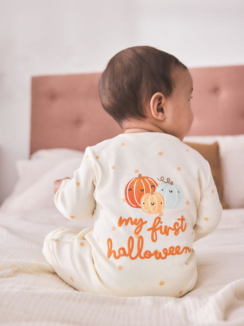 Neutral My First Halloween Two Way Zip Baby Sleepsuit (0mths-3yrs)