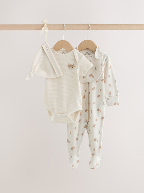 Neutral Hamish Sleepsuit, Bodysuit, Hat and Bib Set 4 Piece (0-9mths)
