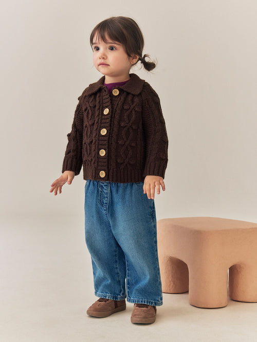 Chocolate Brown Chunky Bobble Cardigan (3mths-10yrs)