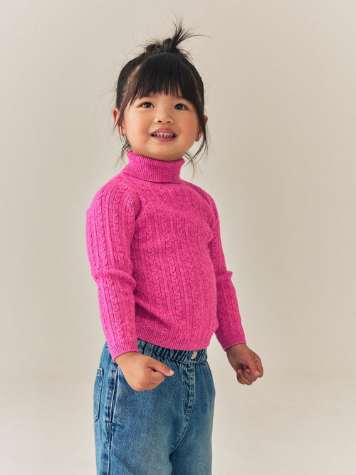 Bright Pink Roll Neck Jumper (3mths-10yrs)