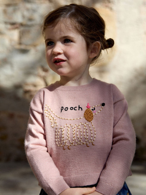 Pink Pooch Embroidered Boxy Jumper (3mths-7yrs)