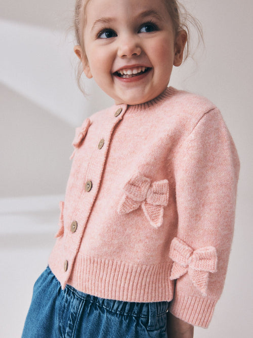 Pink Bow Embroidered Cardigan (3mths-7yrs)
