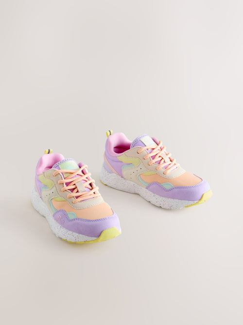 Multi Bright Standard Fit (F) Lace-Up Colourblock Trainers