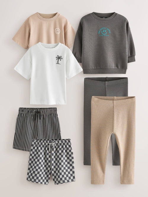 Multi Capsule Wardrobe Top & Shorts Set 7 Piece (3mths-7yrs)
