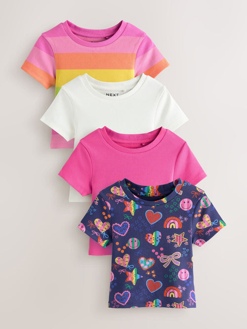 Multi Bright Short Sleeve Ribbed T-Shirts 4 Pack (3-16yrs)