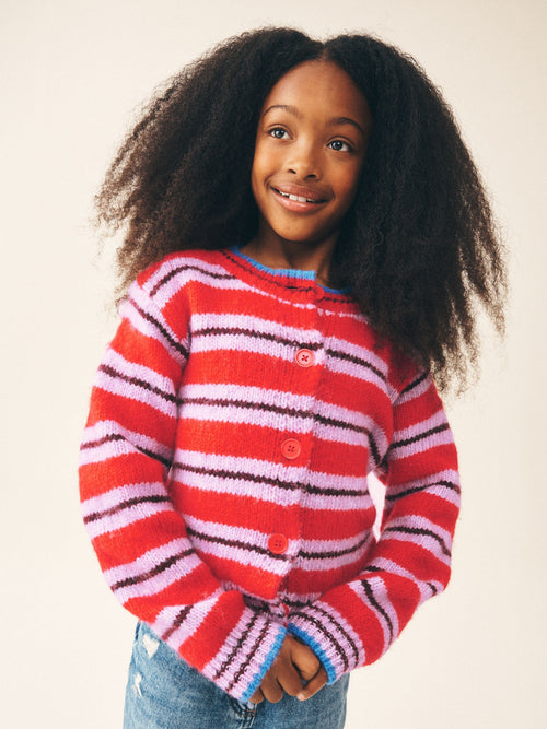 Red Stripe Knitted Cardigan (3-16yrs)