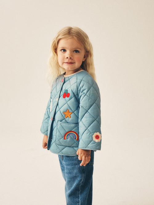 Green Badge Applique Shower Resistant Quilted  Jacket (3mths-7yrs)