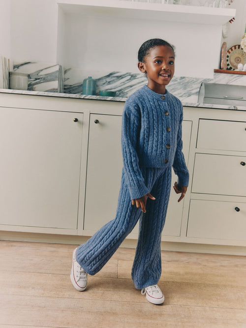 Blue Cable Cardigan & Trousers Set (3-16yrs)