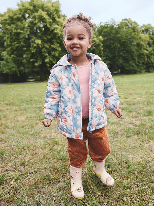 Blue Flowers Shower Resistant Padded Coat (3mths-7yrs)