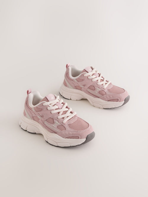 Pink Standard Fit (F) Chunky Lace-Up Trainers