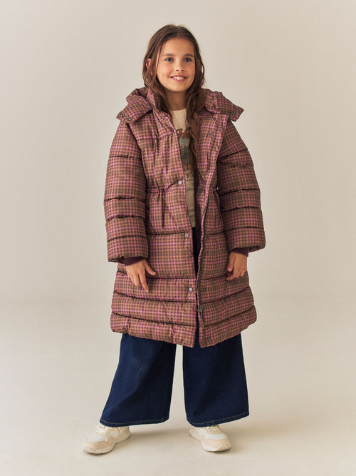 Pink Check Shower Resistant Padded Coat (3-16yrs)
