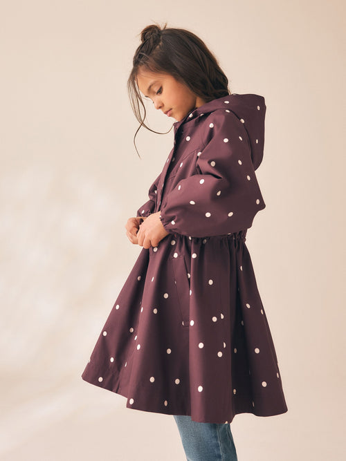 Brown Polka Dot Waterproof Skirted Rain Jacket (3-16yrs)