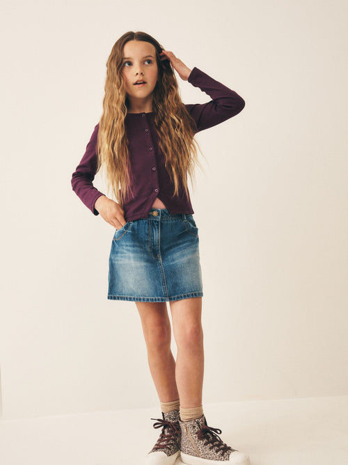 Berry Long Sleeve Ribbed Cardigan (3-16yrs)