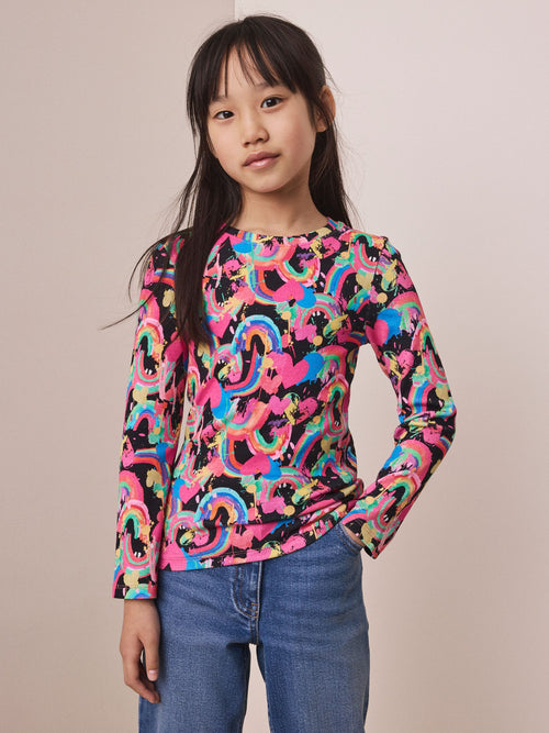 Bright Heart Rainbow Long Sleeve Ribbed Top (3-16yrs)
