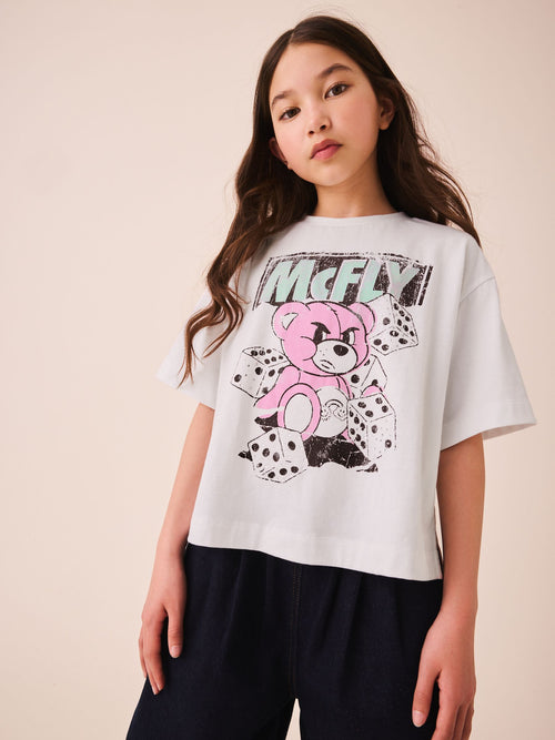 White McFly Oversized Boxy Graphic T-Shirt (3-16yrs)