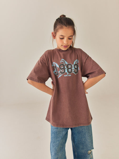 Brown Horse Oversized Graphic T-Shirt (3-16yrs)